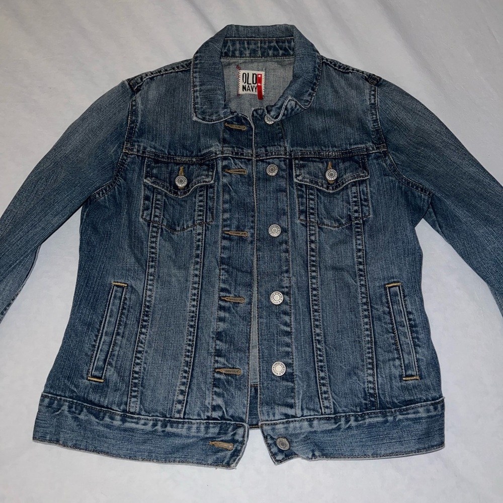 Old Navy Medium Blue Denim Jacket with Button Front